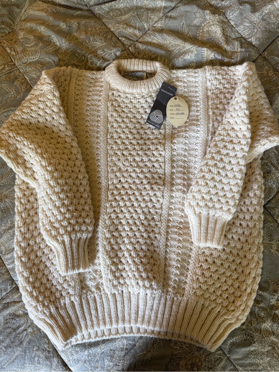 Donegal Sweaters - IRISH 100% WOOL SWEATER / Cable-Knit Women’s AUTHENTIC Sweater XXL